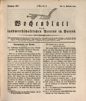 Wochenblatt des Landwirtschaftlichen Vereins in Bayern Dienstag 24. Februar 1824