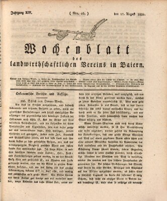 Wochenblatt des Landwirtschaftlichen Vereins in Bayern Dienstag 17. August 1824