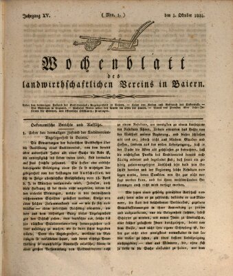 Wochenblatt des Landwirtschaftlichen Vereins in Bayern Dienstag 5. Oktober 1824