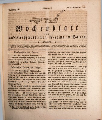 Wochenblatt des Landwirtschaftlichen Vereins in Bayern Dienstag 2. November 1824