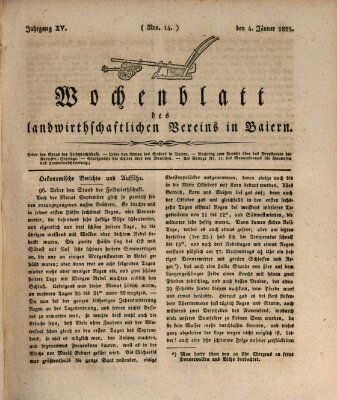 Wochenblatt des Landwirtschaftlichen Vereins in Bayern Dienstag 4. Januar 1825