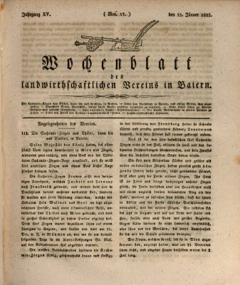 Wochenblatt des Landwirtschaftlichen Vereins in Bayern Dienstag 25. Januar 1825