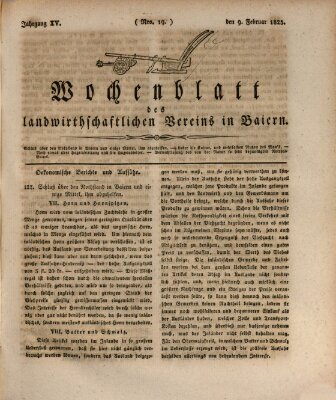 Wochenblatt des Landwirtschaftlichen Vereins in Bayern Mittwoch 9. Februar 1825