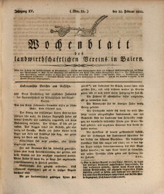 Wochenblatt des Landwirtschaftlichen Vereins in Bayern Dienstag 22. Februar 1825