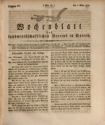 Wochenblatt des Landwirtschaftlichen Vereins in Bayern Dienstag 1. März 1825