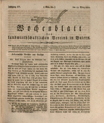 Wochenblatt des Landwirtschaftlichen Vereins in Bayern Dienstag 22. März 1825