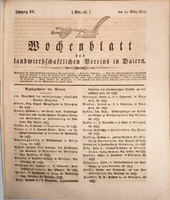 Wochenblatt des Landwirtschaftlichen Vereins in Bayern Dienstag 29. März 1825