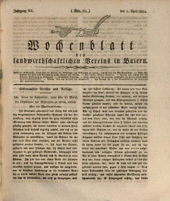 Wochenblatt des Landwirtschaftlichen Vereins in Bayern Dienstag 5. April 1825