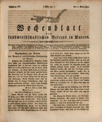 Wochenblatt des Landwirtschaftlichen Vereins in Bayern Dienstag 3. Mai 1825