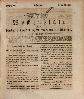 Wochenblatt des Landwirtschaftlichen Vereins in Bayern Dienstag 24. Mai 1825