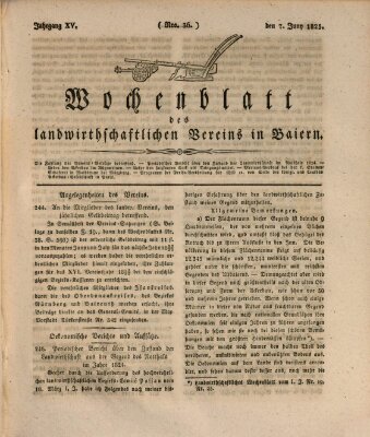 Wochenblatt des Landwirtschaftlichen Vereins in Bayern Dienstag 7. Juni 1825