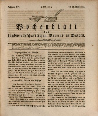 Wochenblatt des Landwirtschaftlichen Vereins in Bayern Dienstag 21. Juni 1825