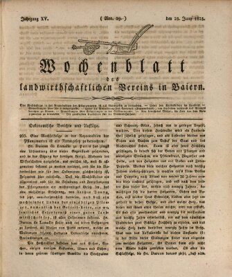 Wochenblatt des Landwirtschaftlichen Vereins in Bayern Dienstag 28. Juni 1825