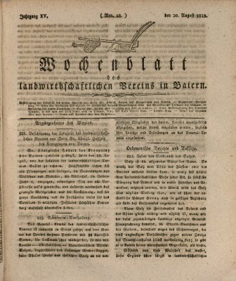 Wochenblatt des Landwirtschaftlichen Vereins in Bayern Dienstag 30. August 1825