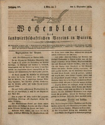 Wochenblatt des Landwirtschaftlichen Vereins in Bayern Dienstag 6. September 1825