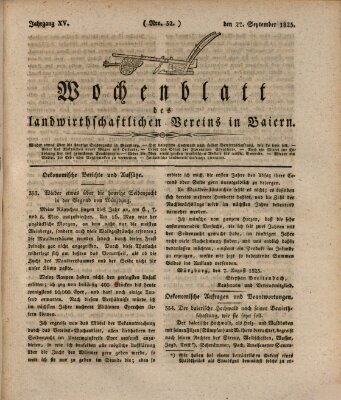 Wochenblatt des Landwirtschaftlichen Vereins in Bayern Dienstag 27. September 1825