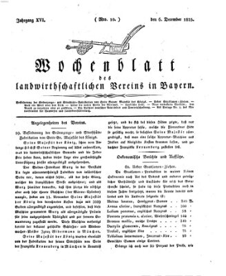 Wochenblatt des Landwirtschaftlichen Vereins in Bayern Dienstag 6. Dezember 1825