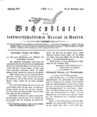 Wochenblatt des Landwirtschaftlichen Vereins in Bayern Dienstag 20. Dezember 1825