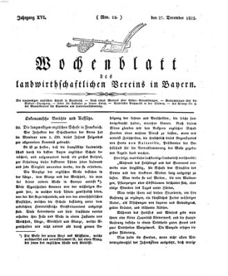 Wochenblatt des Landwirtschaftlichen Vereins in Bayern Dienstag 27. Dezember 1825