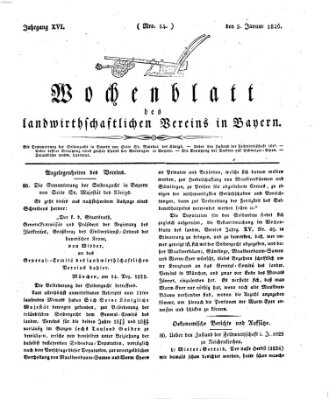 Wochenblatt des Landwirtschaftlichen Vereins in Bayern Dienstag 3. Januar 1826