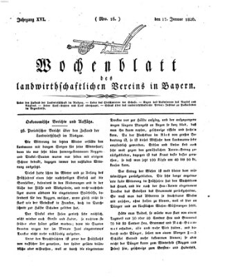 Wochenblatt des Landwirtschaftlichen Vereins in Bayern Dienstag 17. Januar 1826