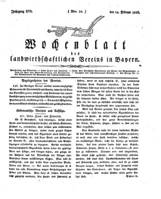 Wochenblatt des Landwirtschaftlichen Vereins in Bayern Dienstag 14. Februar 1826