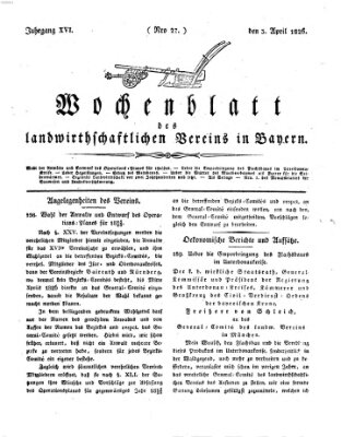 Wochenblatt des Landwirtschaftlichen Vereins in Bayern Montag 3. April 1826