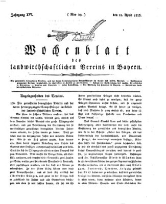 Wochenblatt des Landwirtschaftlichen Vereins in Bayern Dienstag 18. April 1826