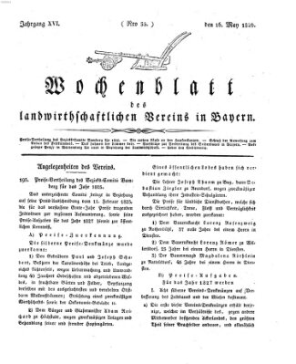 Wochenblatt des Landwirtschaftlichen Vereins in Bayern Dienstag 16. Mai 1826