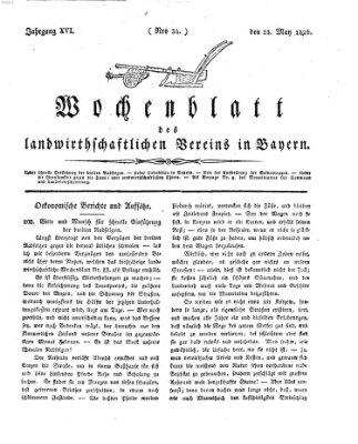 Wochenblatt des Landwirtschaftlichen Vereins in Bayern Dienstag 23. Mai 1826