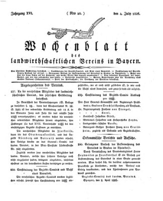 Wochenblatt des Landwirtschaftlichen Vereins in Bayern Dienstag 4. Juli 1826