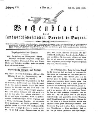 Wochenblatt des Landwirtschaftlichen Vereins in Bayern Dienstag 25. Juli 1826