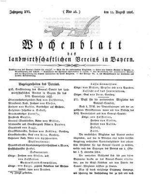 Wochenblatt des Landwirtschaftlichen Vereins in Bayern Dienstag 15. August 1826