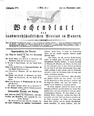 Wochenblatt des Landwirtschaftlichen Vereins in Bayern Dienstag 12. September 1826