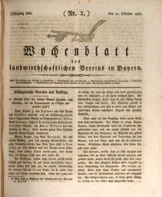 Wochenblatt des Landwirtschaftlichen Vereins in Bayern Dienstag 14. Oktober 1828