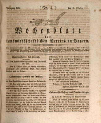 Wochenblatt des Landwirtschaftlichen Vereins in Bayern Dienstag 28. Oktober 1828