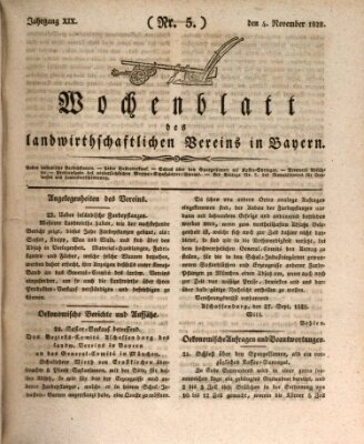 Wochenblatt des Landwirtschaftlichen Vereins in Bayern Dienstag 4. November 1828