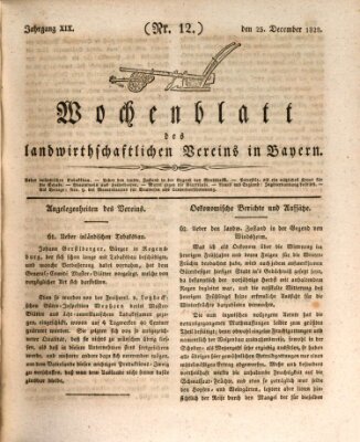 Wochenblatt des Landwirtschaftlichen Vereins in Bayern Dienstag 23. Dezember 1828