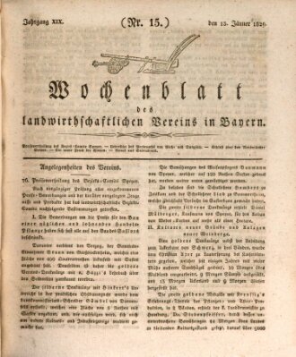 Wochenblatt des Landwirtschaftlichen Vereins in Bayern Dienstag 13. Januar 1829