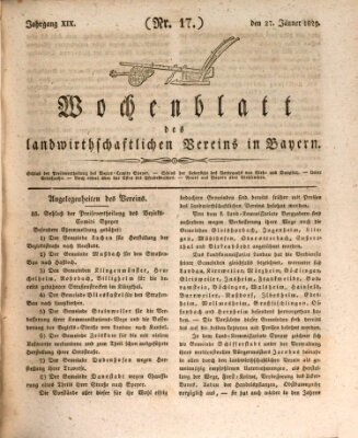 Wochenblatt des Landwirtschaftlichen Vereins in Bayern Dienstag 27. Januar 1829