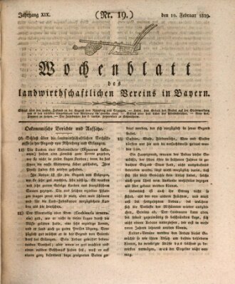 Wochenblatt des Landwirtschaftlichen Vereins in Bayern Dienstag 10. Februar 1829