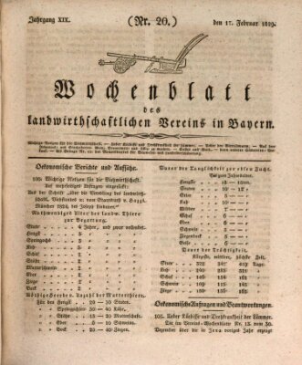 Wochenblatt des Landwirtschaftlichen Vereins in Bayern Dienstag 17. Februar 1829