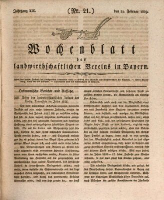 Wochenblatt des Landwirtschaftlichen Vereins in Bayern Dienstag 24. Februar 1829