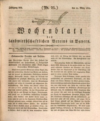 Wochenblatt des Landwirtschaftlichen Vereins in Bayern Dienstag 24. März 1829