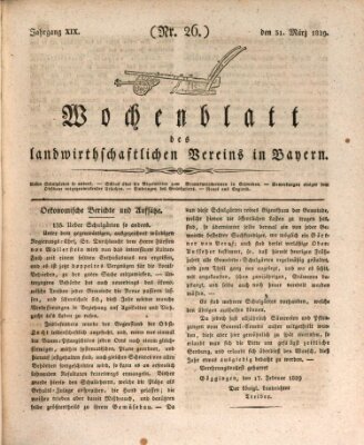 Wochenblatt des Landwirtschaftlichen Vereins in Bayern Dienstag 31. März 1829