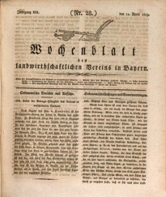 Wochenblatt des Landwirtschaftlichen Vereins in Bayern Dienstag 14. April 1829