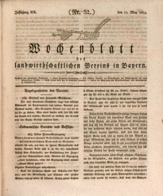 Wochenblatt des Landwirtschaftlichen Vereins in Bayern Dienstag 12. Mai 1829