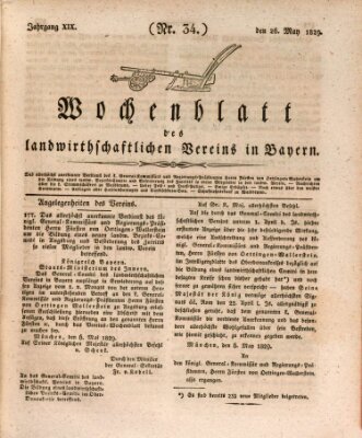 Wochenblatt des Landwirtschaftlichen Vereins in Bayern Dienstag 26. Mai 1829