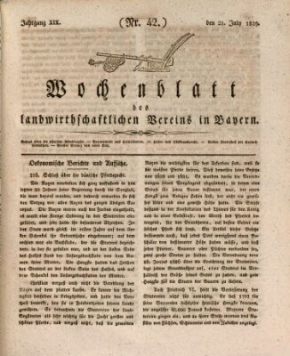 Wochenblatt des Landwirtschaftlichen Vereins in Bayern Dienstag 21. Juli 1829