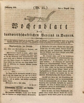Wochenblatt des Landwirtschaftlichen Vereins in Bayern Dienstag 4. August 1829